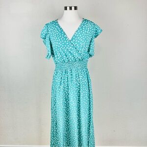 SHEIN Turquoise and White Patterned Maxi Dress